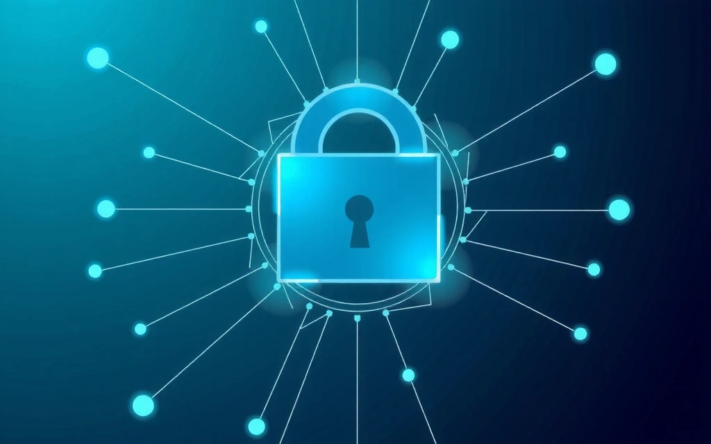 Illustrazione di un lucchetto digitale e connessione sicura